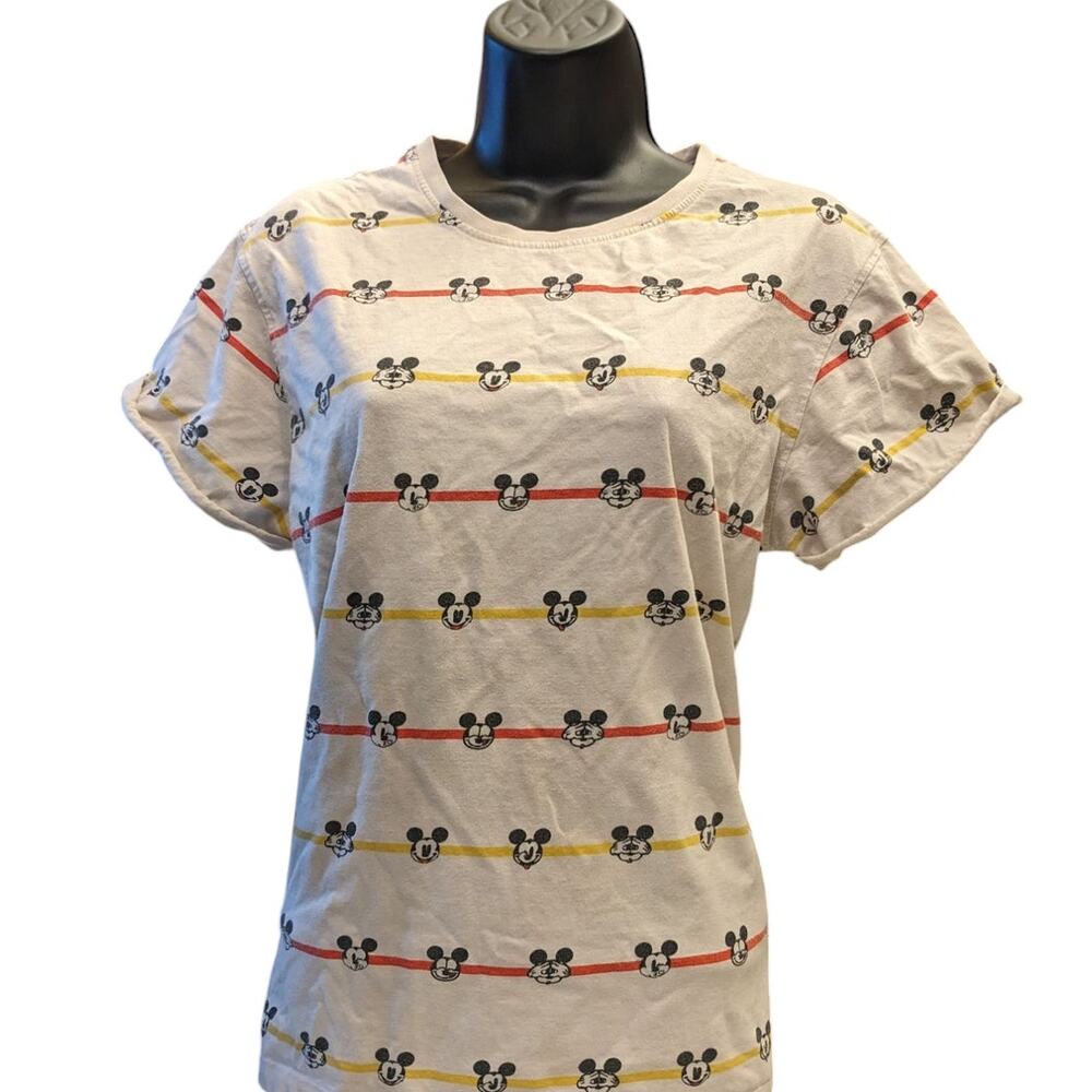 Bewakoof Mickey Mouse Faces Graphic T Shirt Women Small Disney Tee Cartoon Print